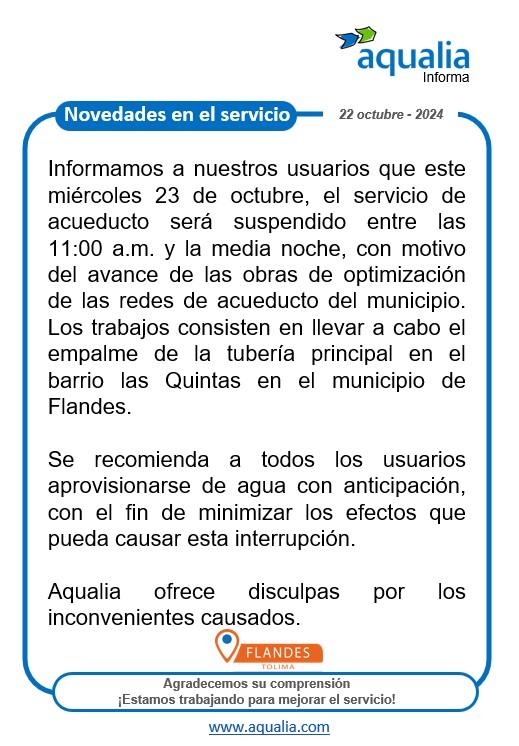 Suspensión temporal en el suministro de agua potable en Flandes